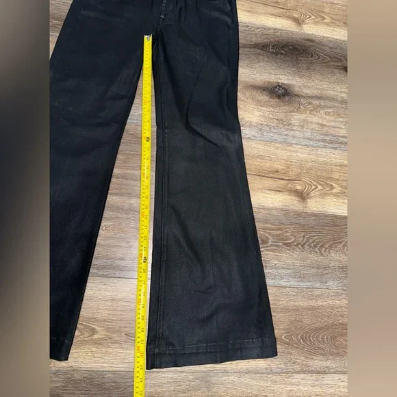 For All Mankind Womens High Rise Coated Slim Wide Leg Jeans Size 32 in Black🖤 - Picture 10 of 11